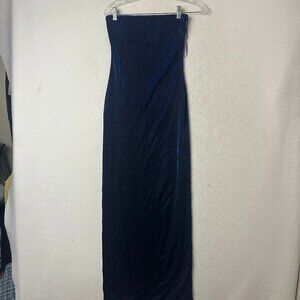 Princess Polly dress sz 4 strapless maxi metallic navy blue holiday party‎ NEW